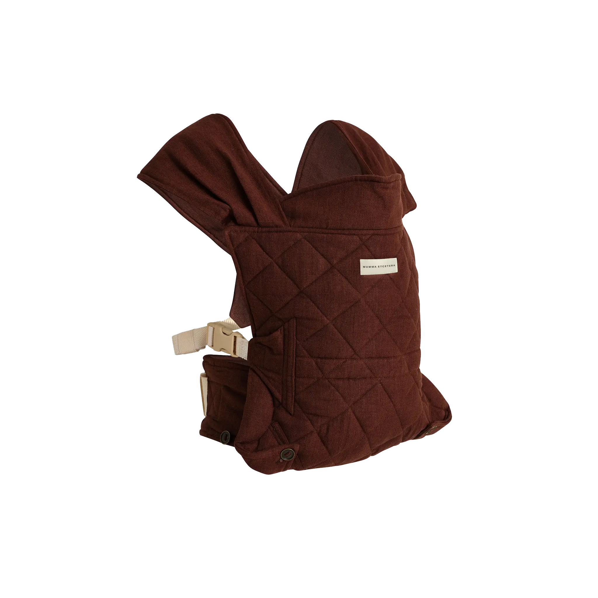 Mumma Etcetera Daily Carrier in Coco, deep chocolate handwoven linen baby carrier