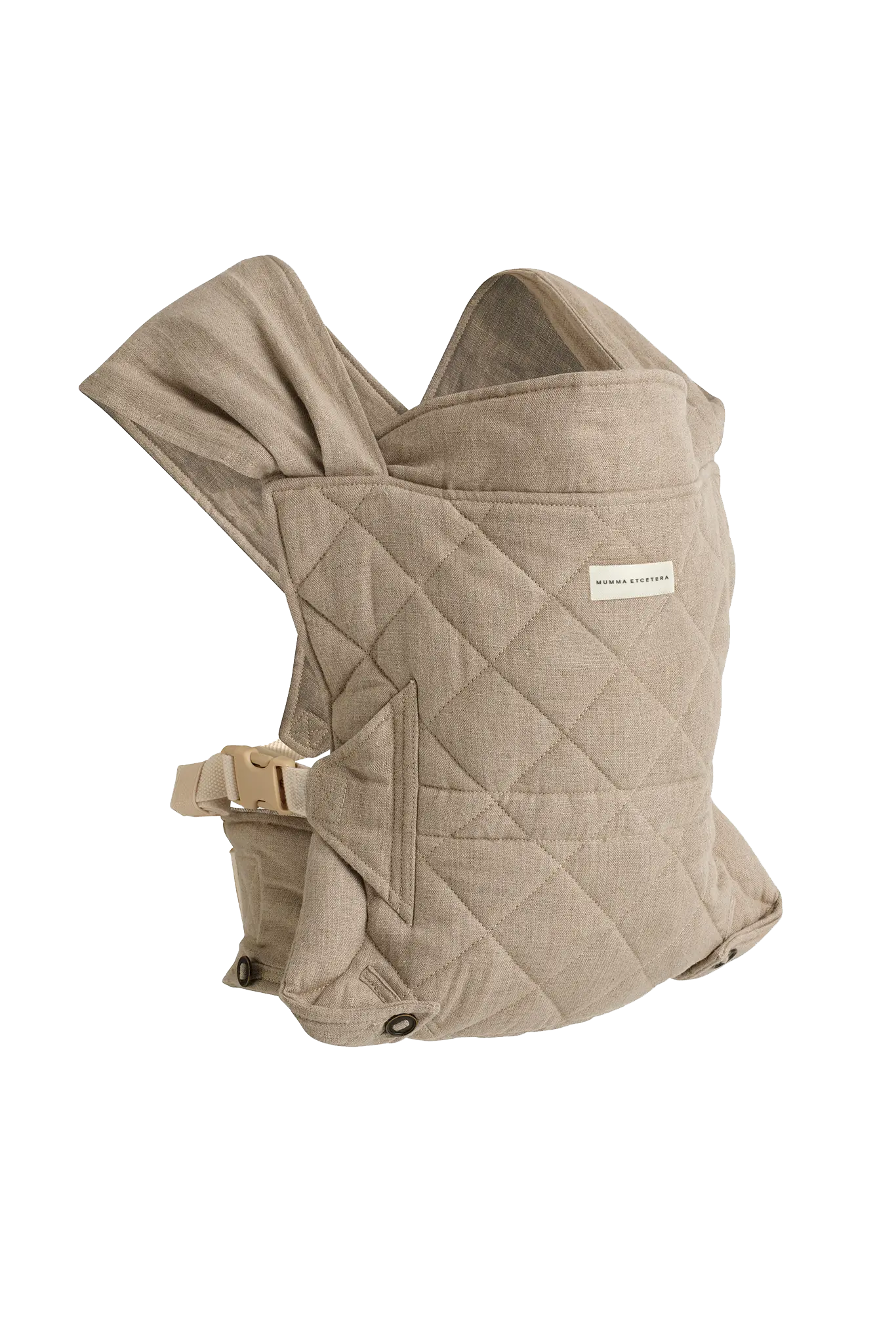 Mumma Etcetera Daily Carrier in Fleetwood, natural oatmeal flax linen with diamond quilting