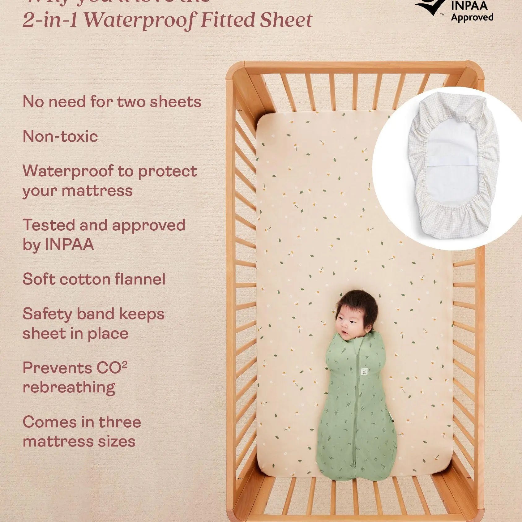 ergoPouch 2-in-1 Waterproof Fitted Sheet - Midnight Stripe