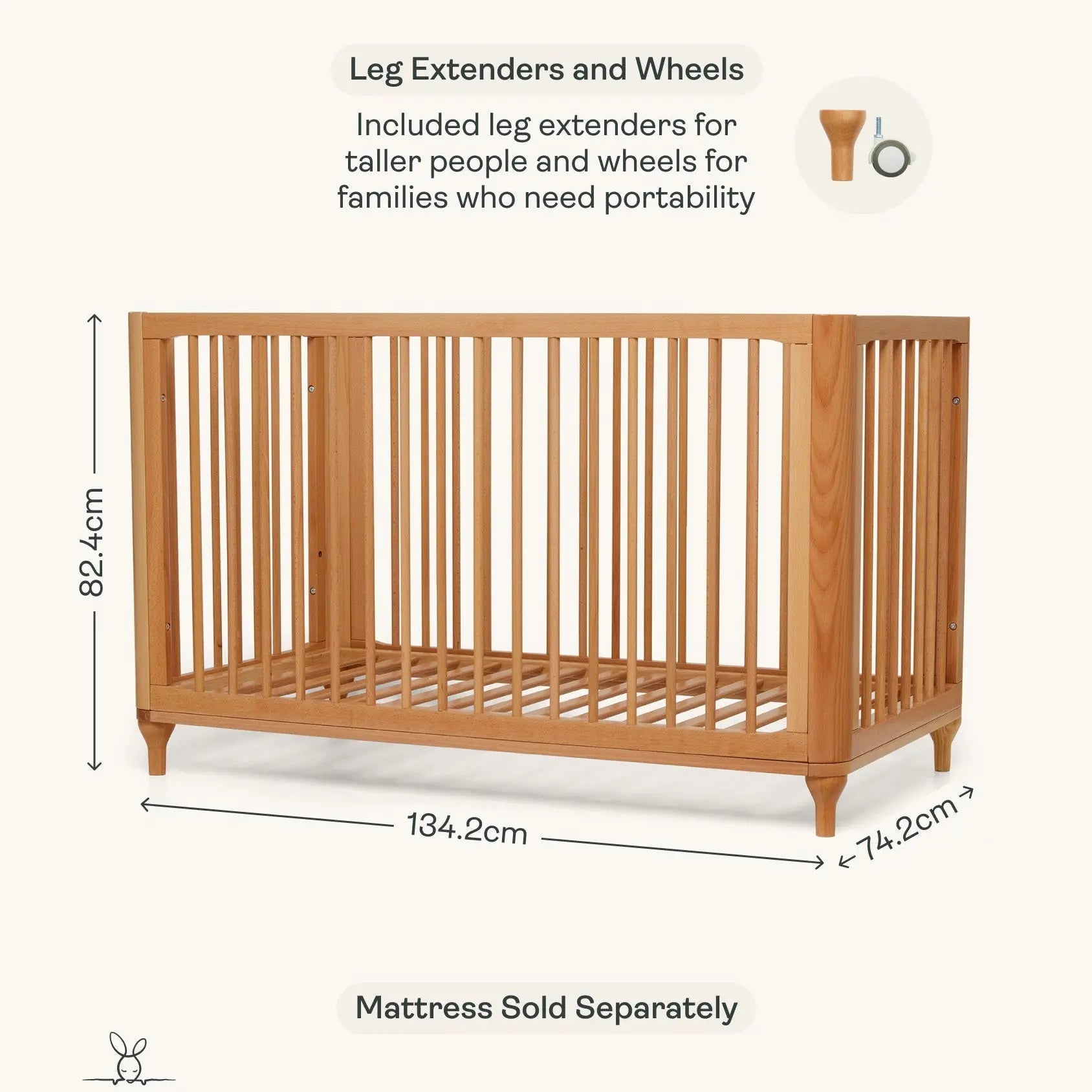 ergoPouch Lyra Convertible Cot Beechwood
