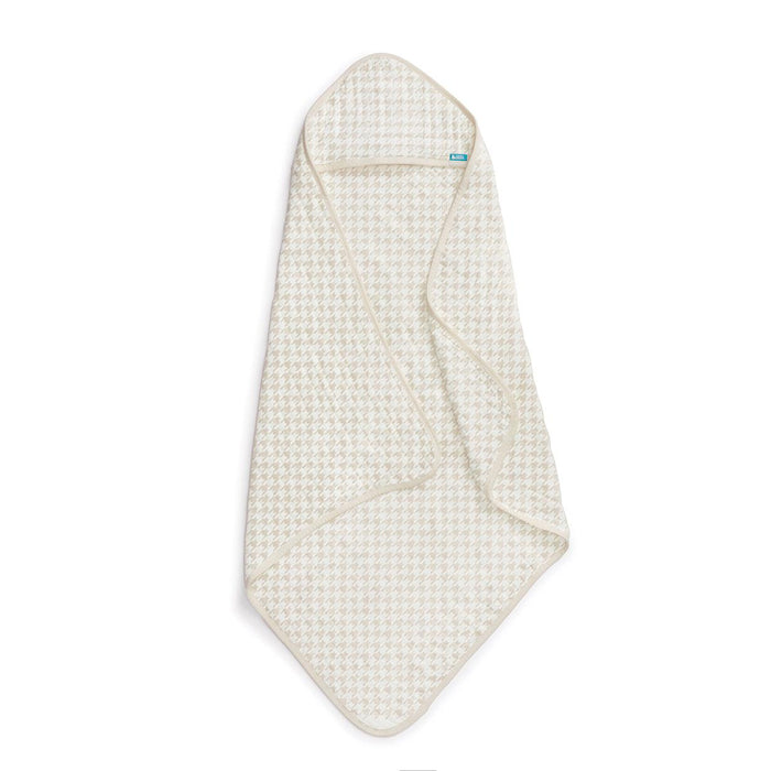 Hooded Towel Cotton Blend Tan Houndstooth