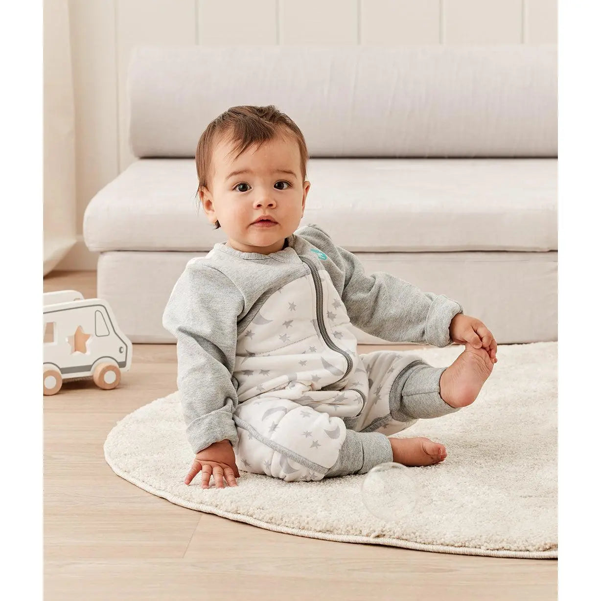 Sleep Suit Long Sleeve 2.5 TOG Cotton White Moonlight