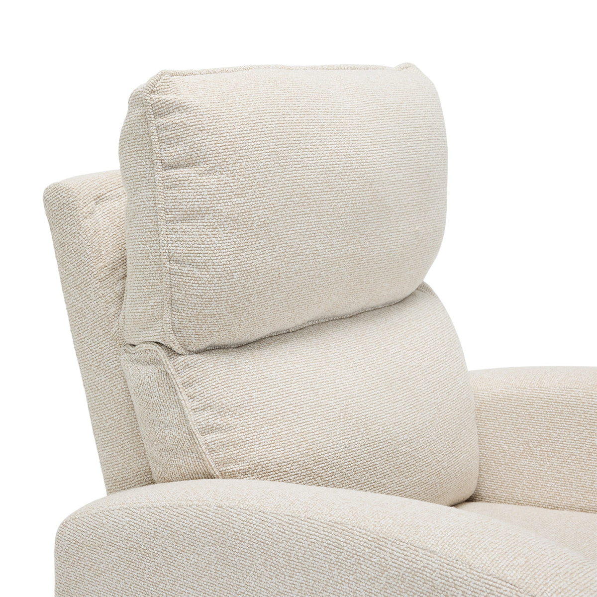 Harlow Electric Nursery Chair Oat, armrest and control detail