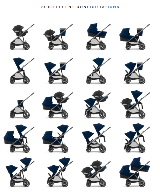 Cybex Gazelle S Stroller + Second Seat Double Pram - Black