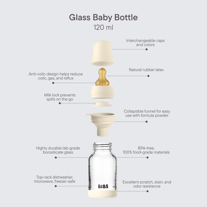 Baby Glass Bottle Set 120ml Latex - Blush