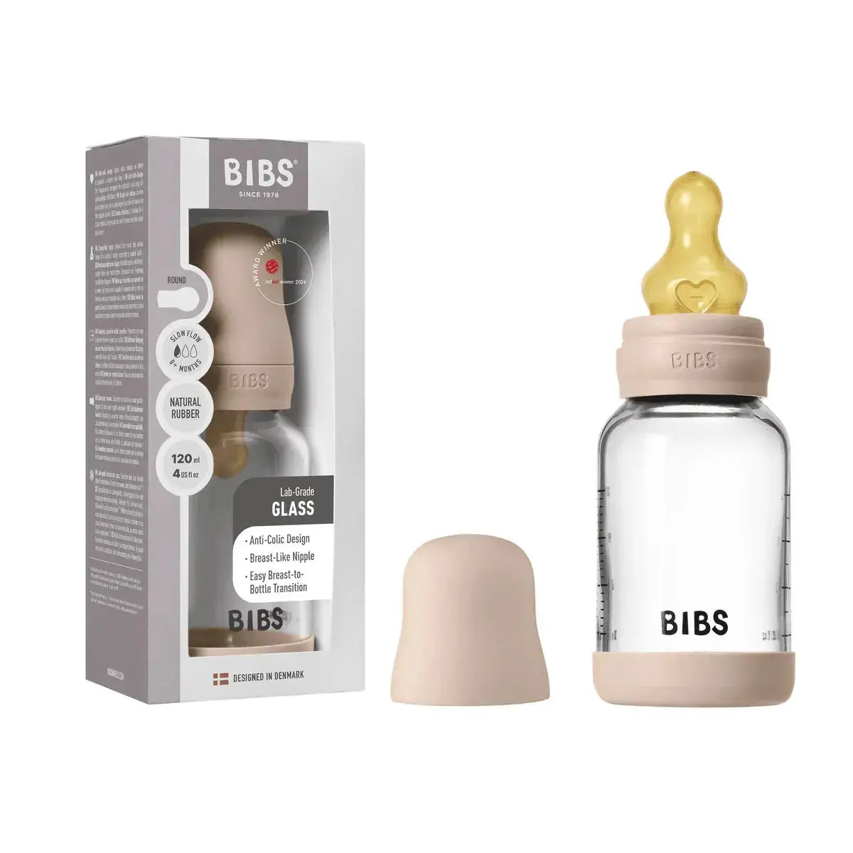BIBS Baby Glass Bottle Set 120ml Latex  