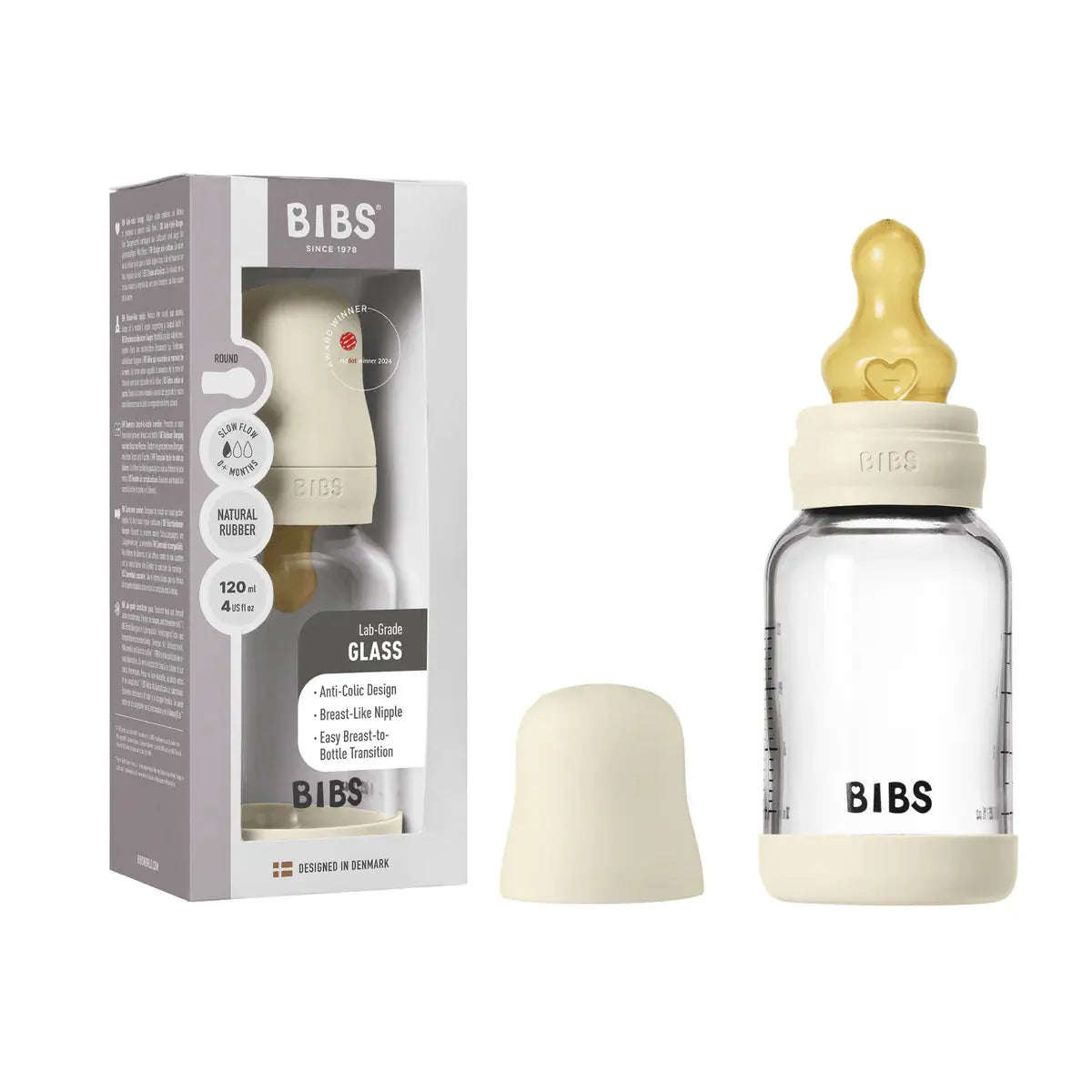 BIBS Baby Glass Bottle Set 120ml Latex  