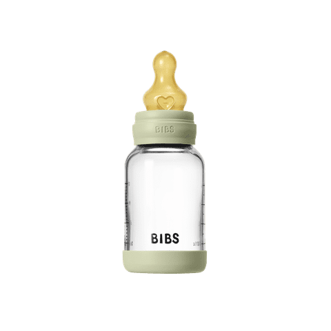 Glass Baby Bottle Complete Set 120ml Latex - Sage