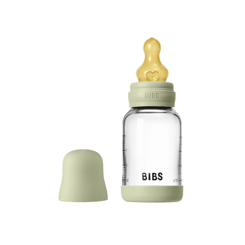 Glass Baby Bottle Complete Set 120ml Latex - Sage