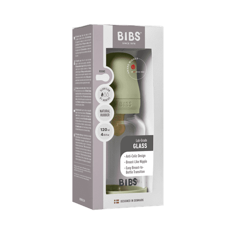 Glass Baby Bottle Complete Set 120ml Latex - Sage
