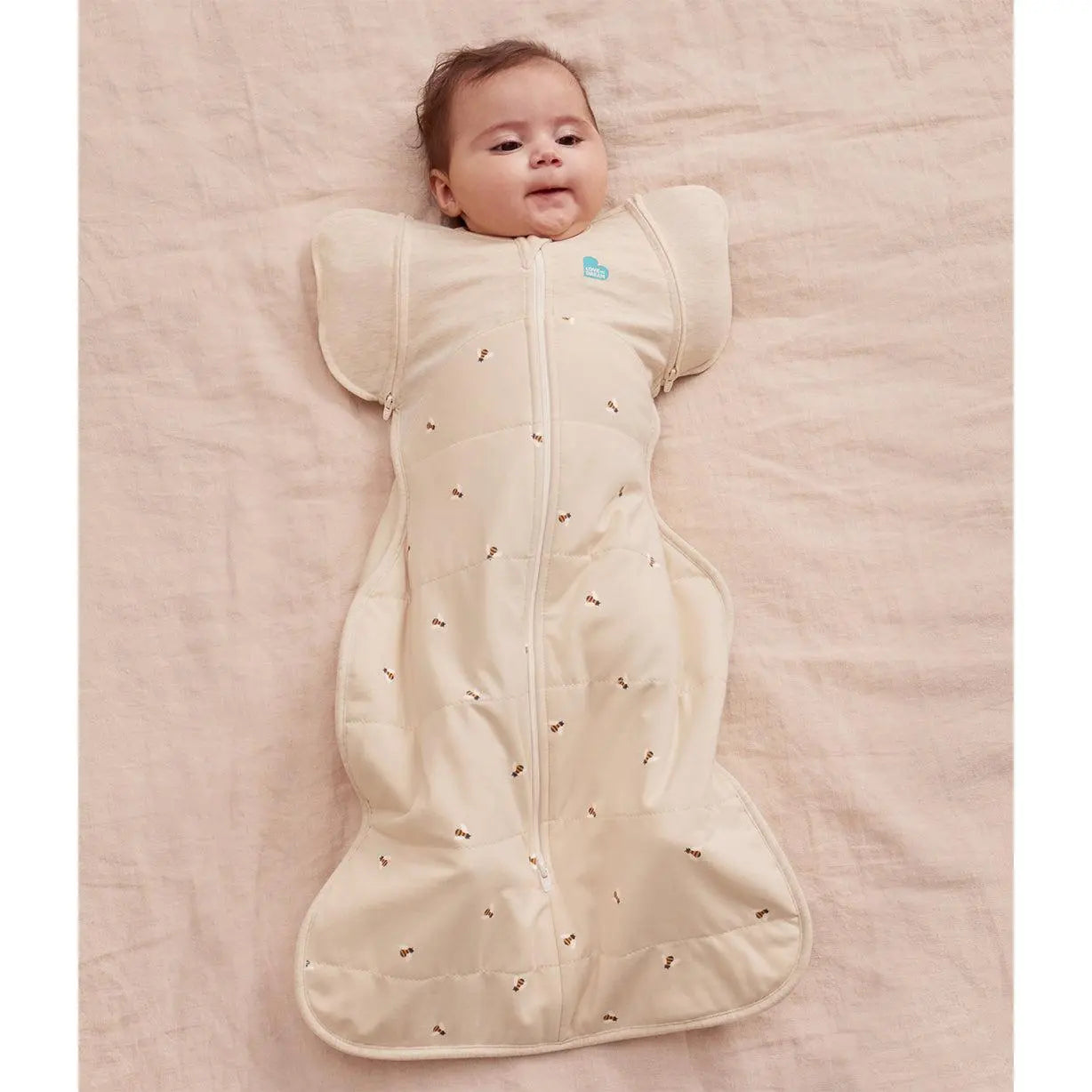 Swaddle Up™ Early Roller Transition Bag 2.5 TOG Cotton Oatmeal Bees
