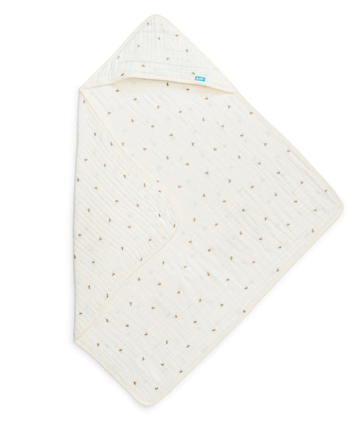 Hooded Towel Cotton Blend Cream Bees