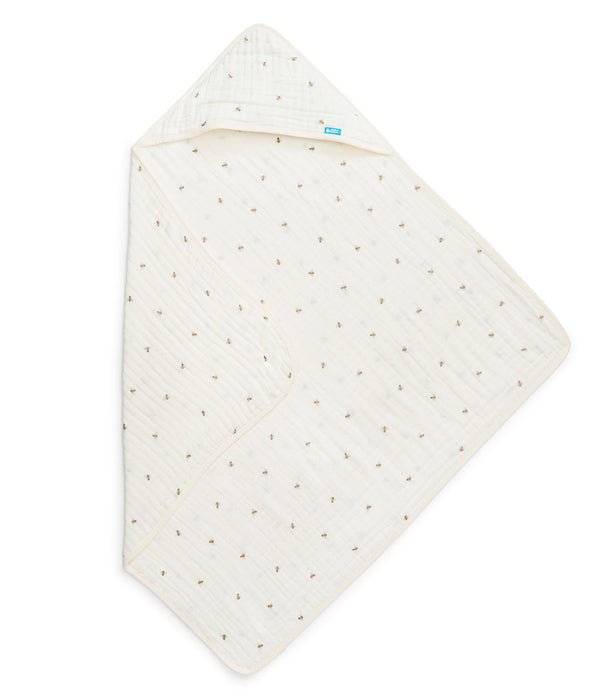 Hooded Towel Cotton Blend Cream Bees