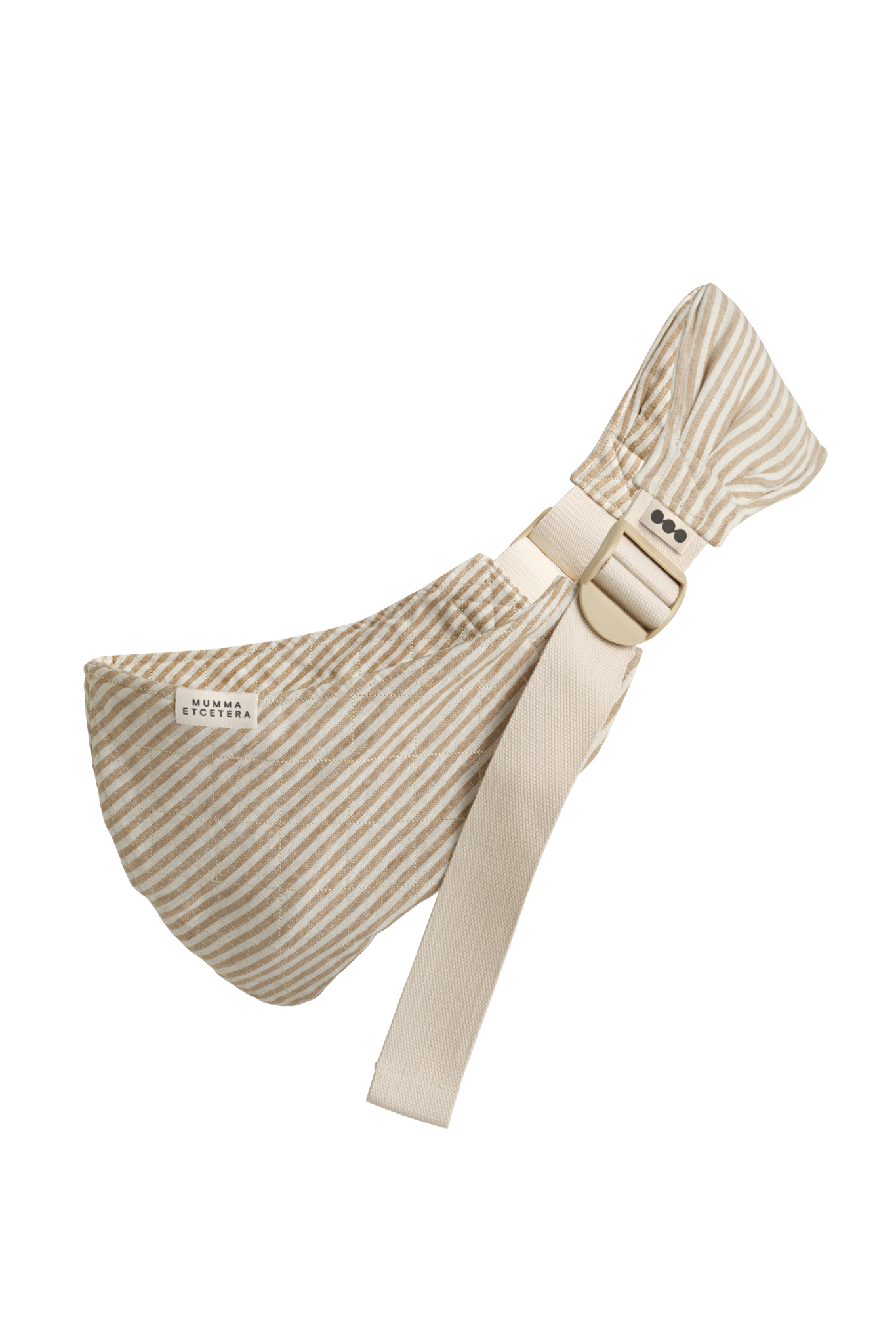Mumma Etcetera Hipsy Carrier in Burleigh, sand and cream stripe handwoven linen toddler hip carrier