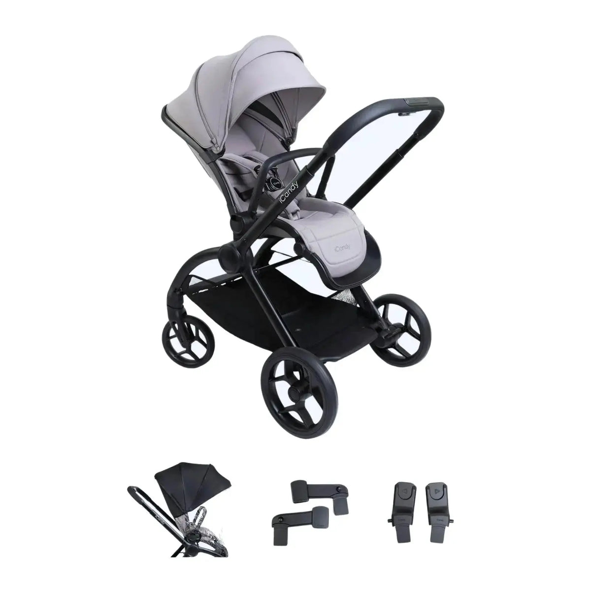 iCandy Core 2 Pram in Sandstone — premium fabric and chassis close-up