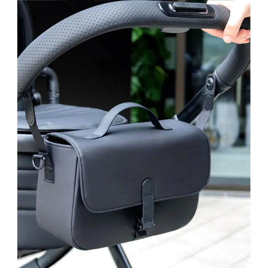 iCandy Organiser Bag in Charcoal in everyday use on an iCandy pram