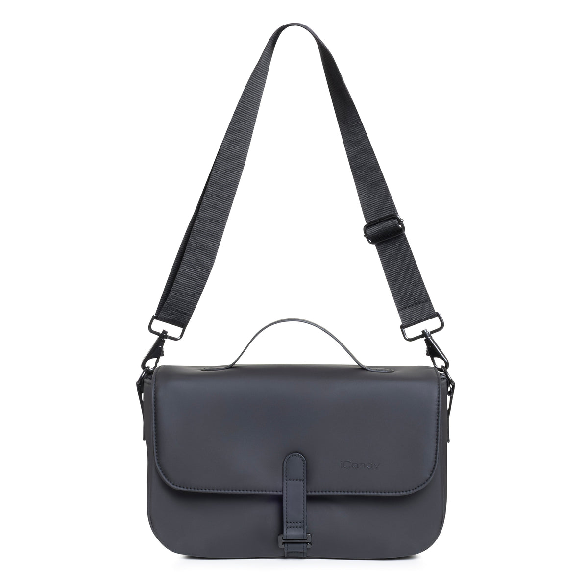 iCandy Organiser Bag in Charcoal, front view showing the discreet closure