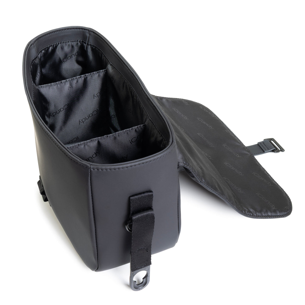 iCandy Organiser Bag fabric and strap detail in Charcoal