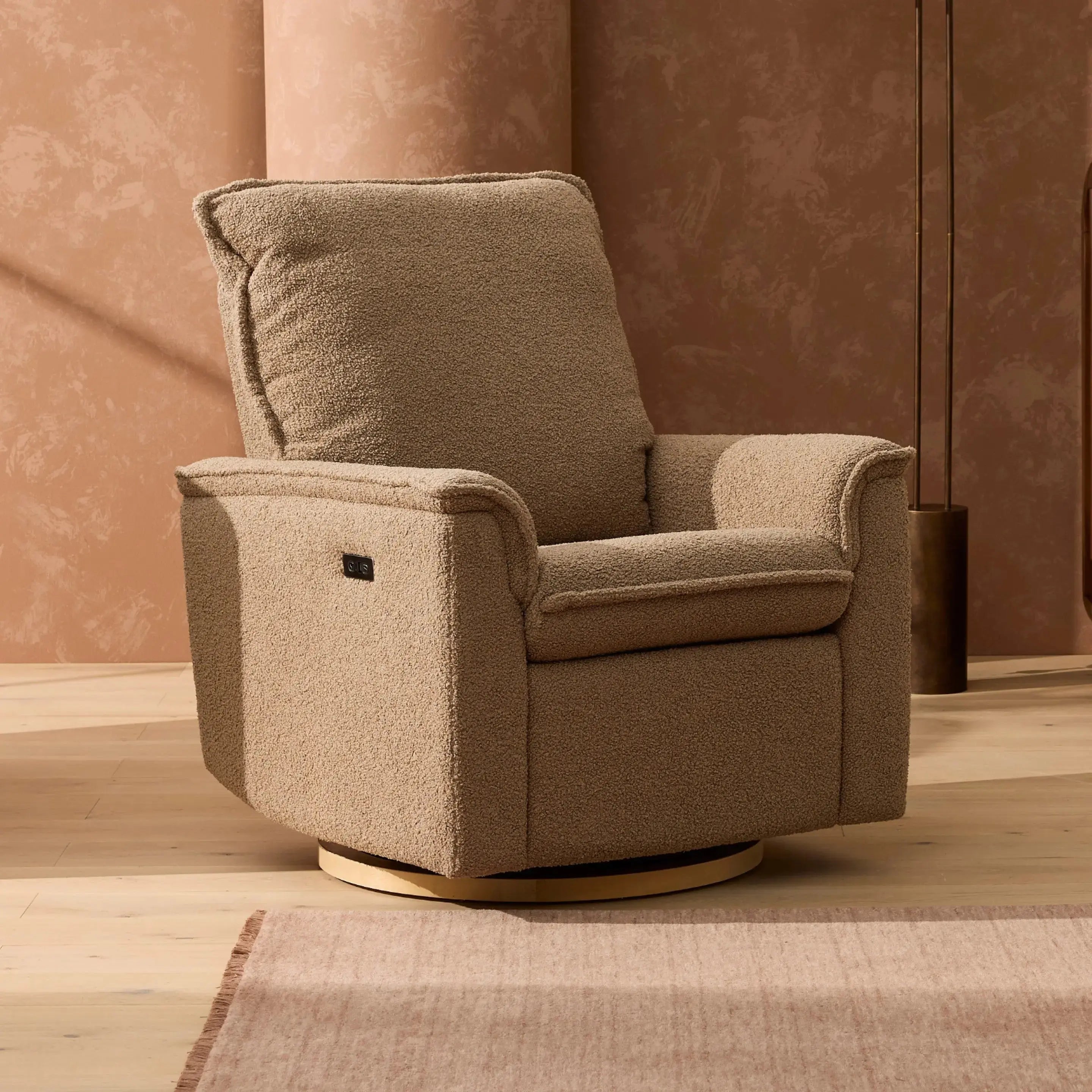 Louie Electric Recliner Glider Nursery Chair in Mocha Teddy