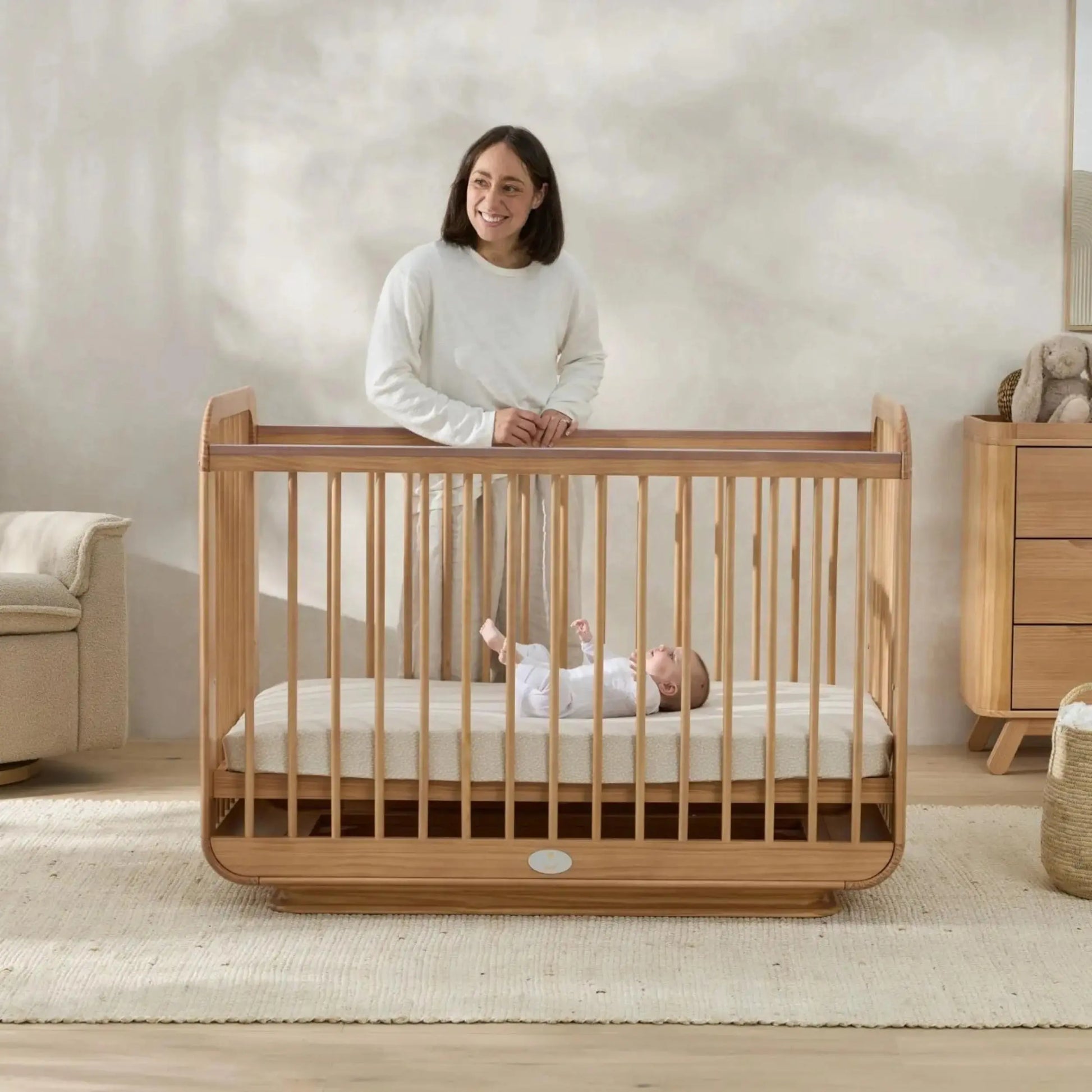 il Tutto Ollie Cot, Mattress, Dresser and Frankie Electric Nursing Chair Package  