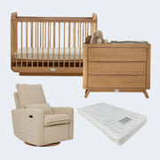 il Tutto Ollie Cot, Mattress, Dresser and Frankie Electric Nursing Chair Package  
