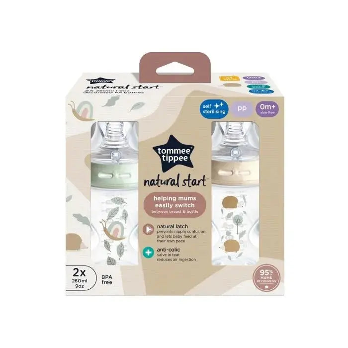 Tommee Tippee Natural Start Anti-Colic Deco Bottle With Slow Flow Teats 260ml 0M+  