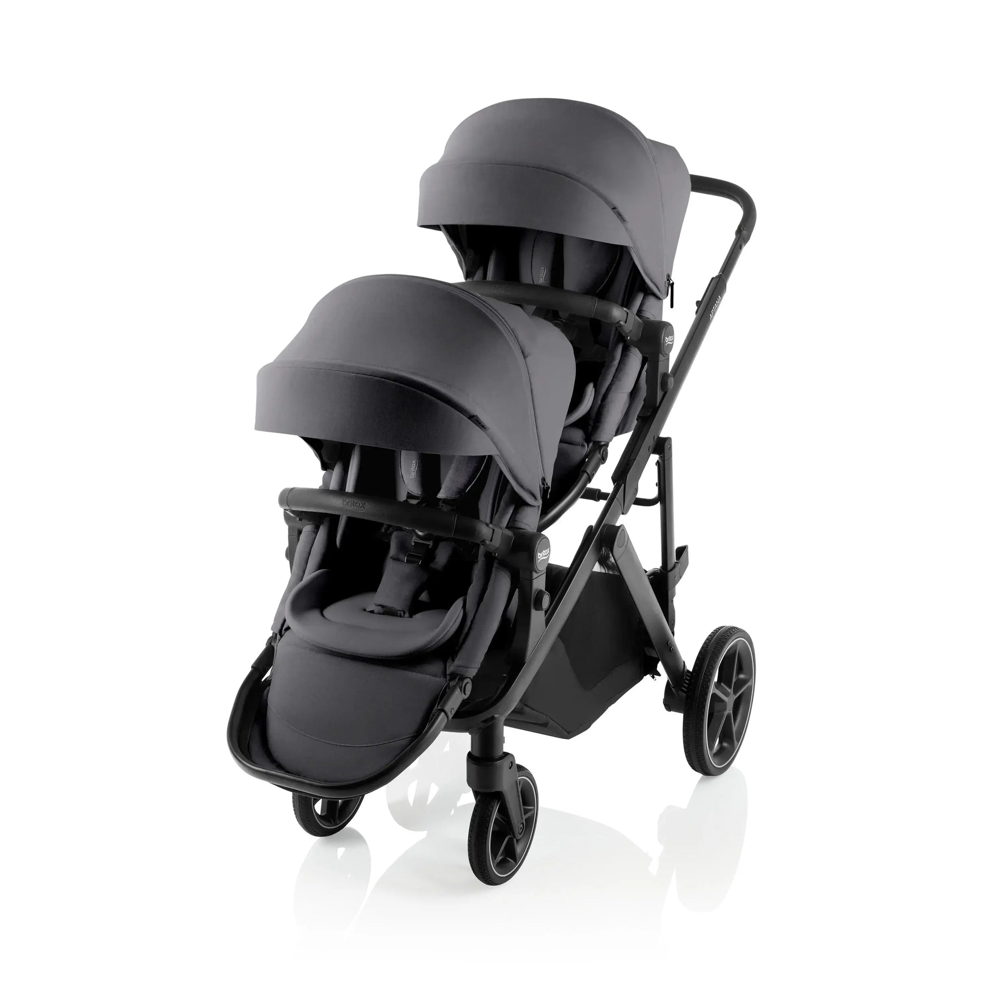 britax sit and stand double stroller Britax Aptana Double Stroller - Mineral Grey