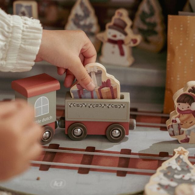 Little Dutch Advent Train Track assembled wooden railway scene