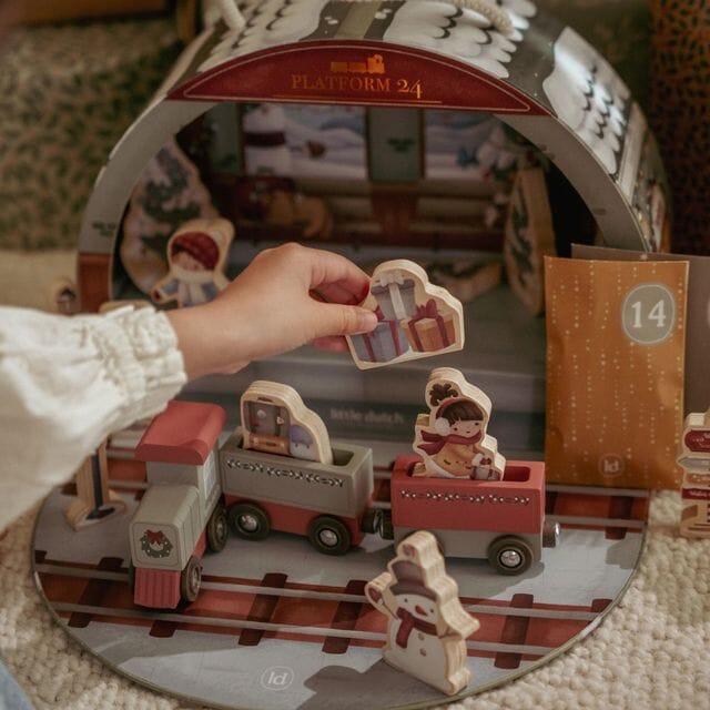 Little Dutch Advent Train Track showing the 24 numbered compartments