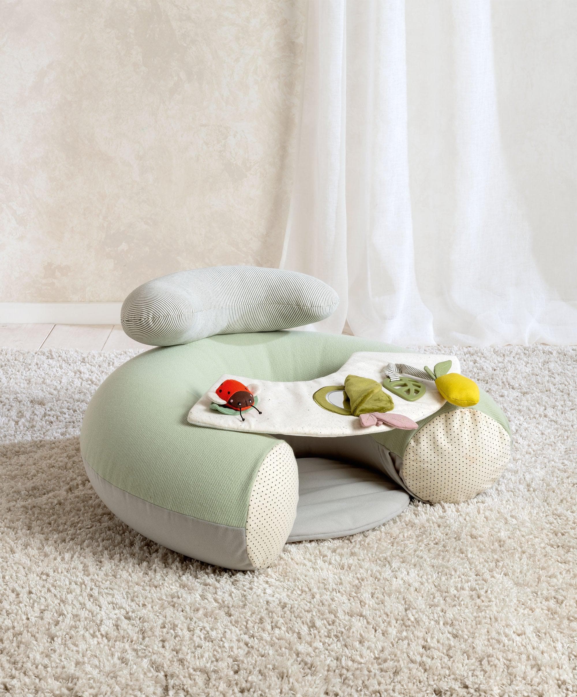 Sit & Play Safari by Mamas & Papas — hero shot of inflatable seat with crinkle, rattle, squeaker toys