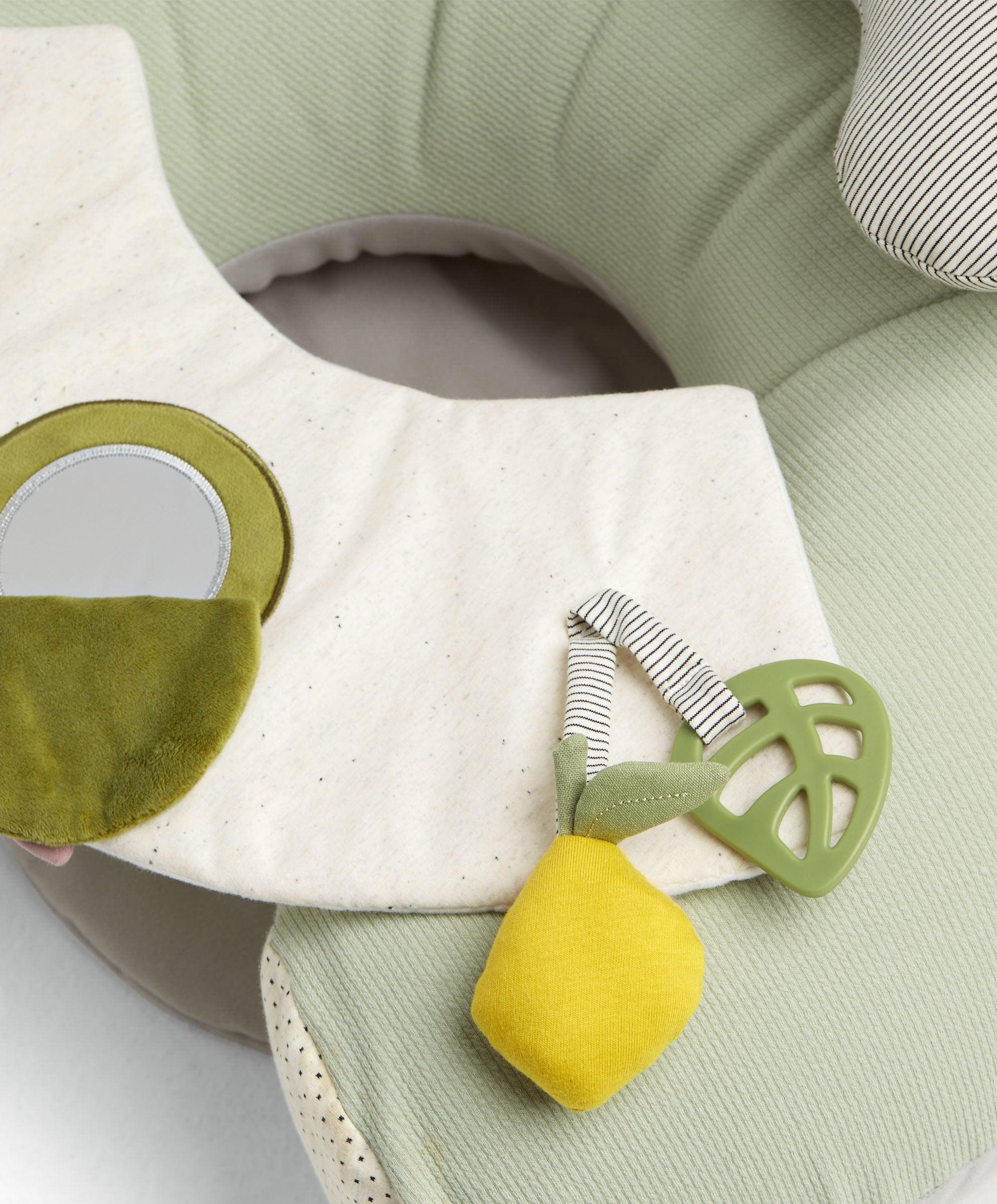 Sit Play Safari floor seat — baby seated in inflatable ring with safari sensory toys, 6 months+