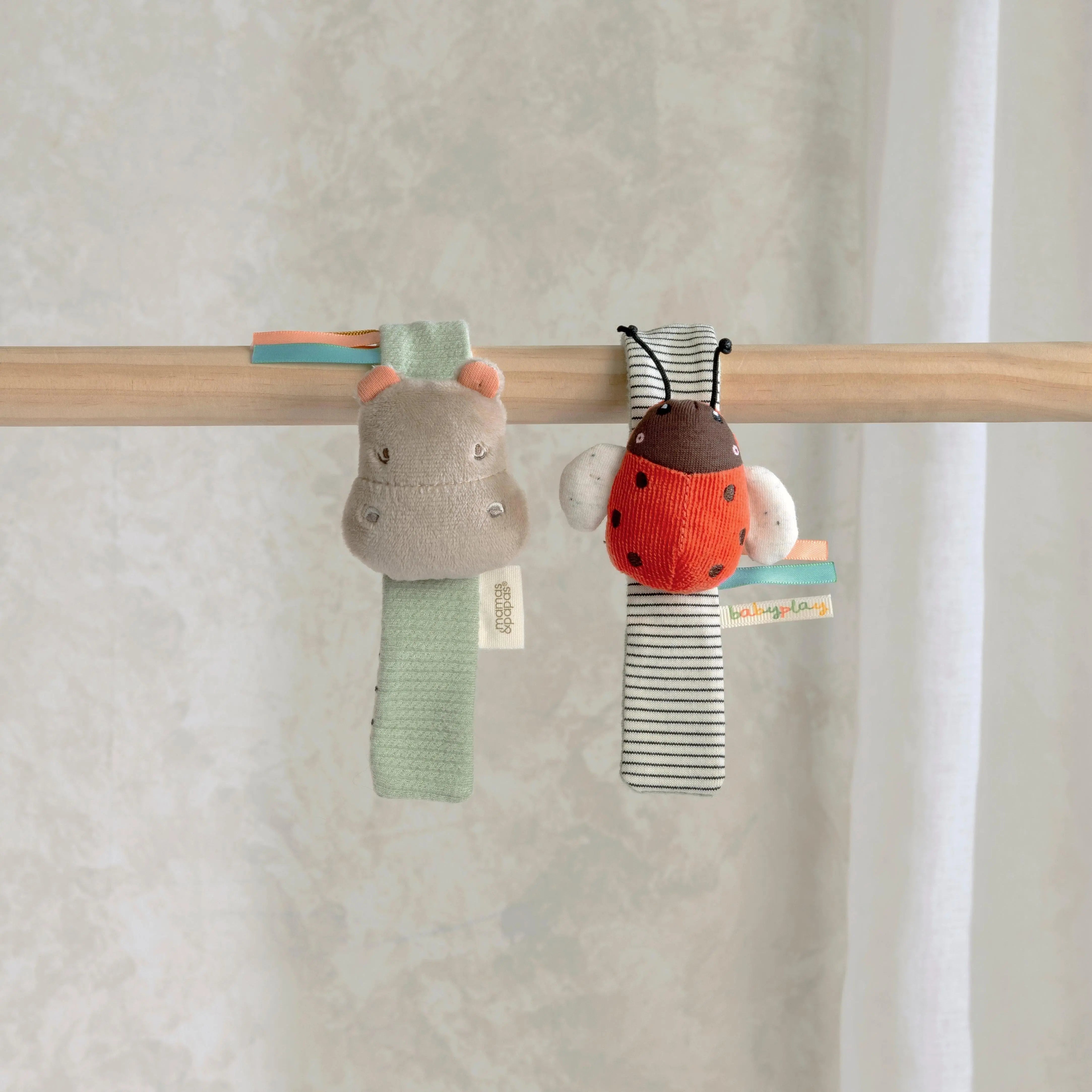 Planet Rattles Mamas & Papas Wrist Rattles - Hippo/Ladybird (2 Pack) | – Baby Little ...