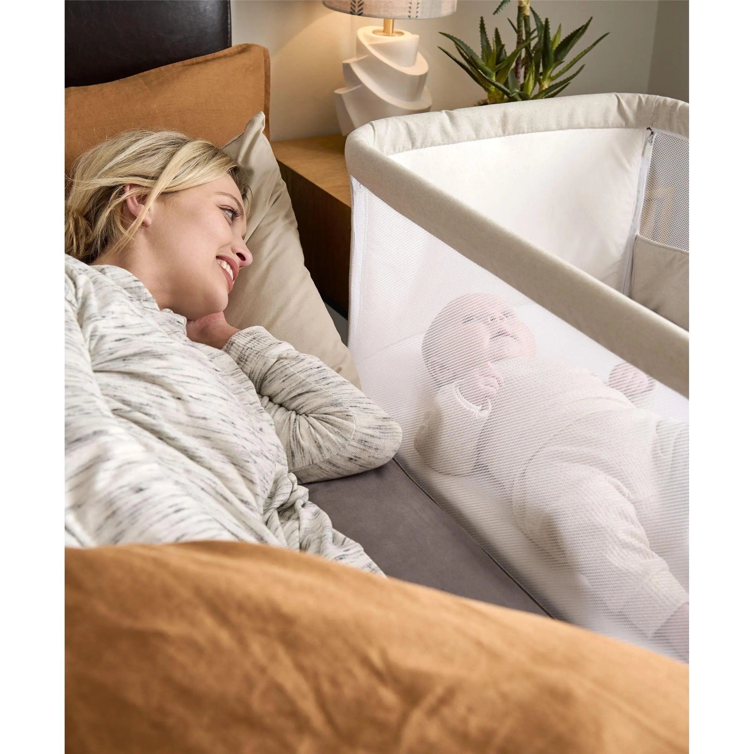 Lua V2 Bedside Cot  - Fawn