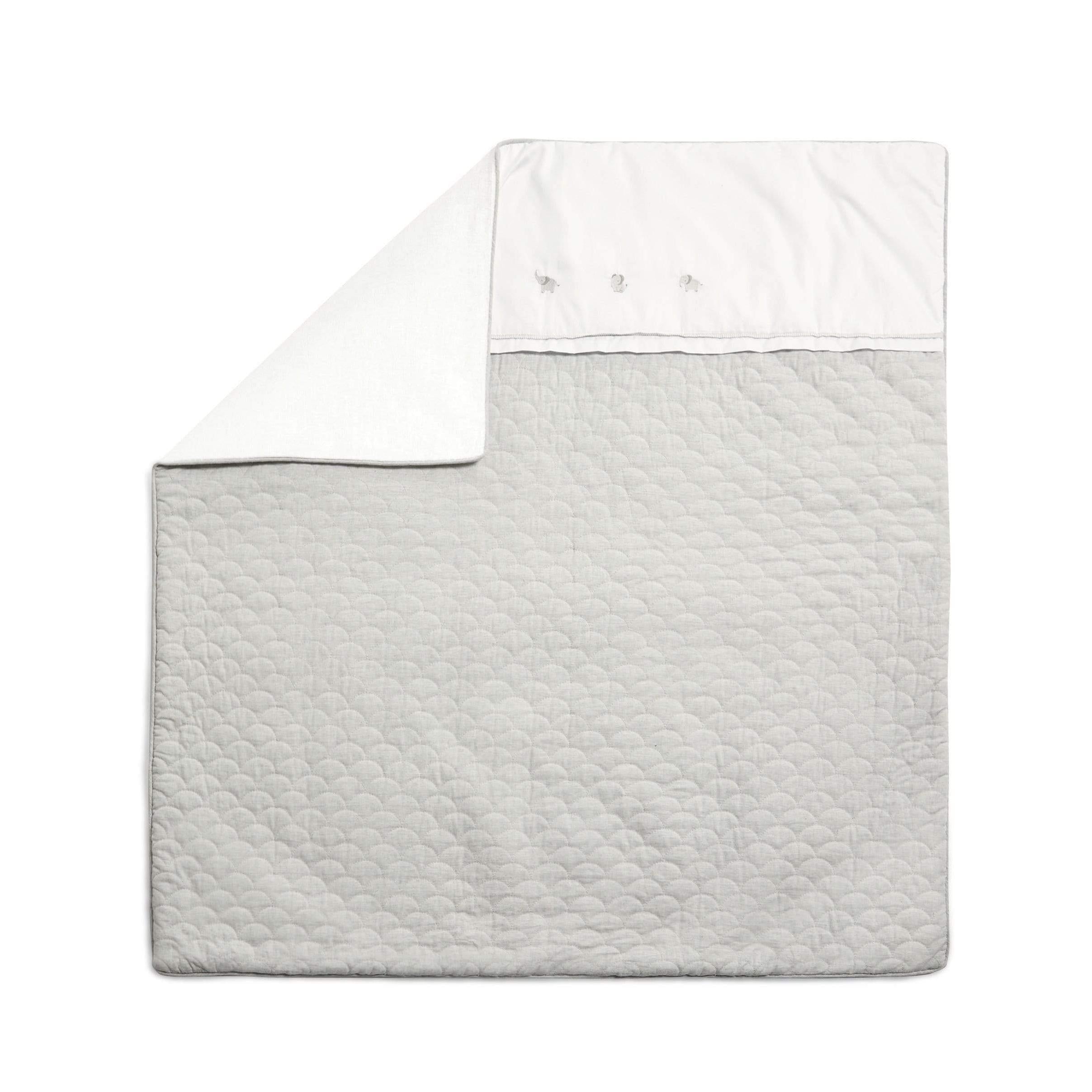 Welcome to the World Elephant quilt by Mamas & Papas — embroidered elephant on bamboo cotton cot quilt