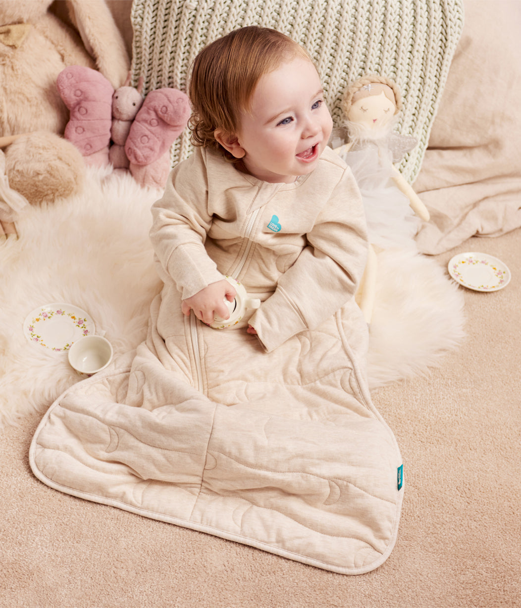 Love to Dream Sleep Bag Long Sleeve 3.5 TOG Quilted Cotton Oatmeal — front product view