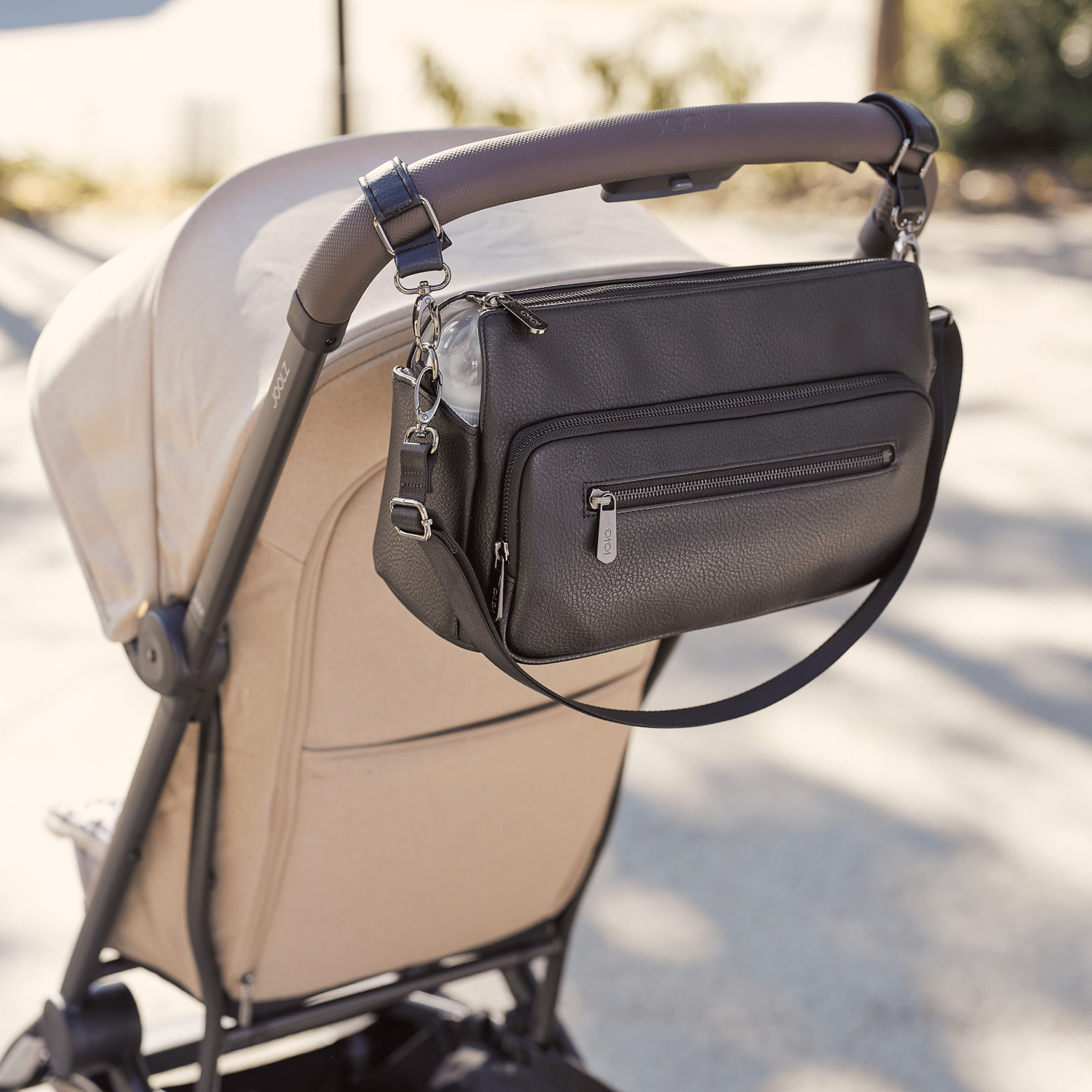Multitasker Pram Caddy 2.0 - Black Vegan Leather