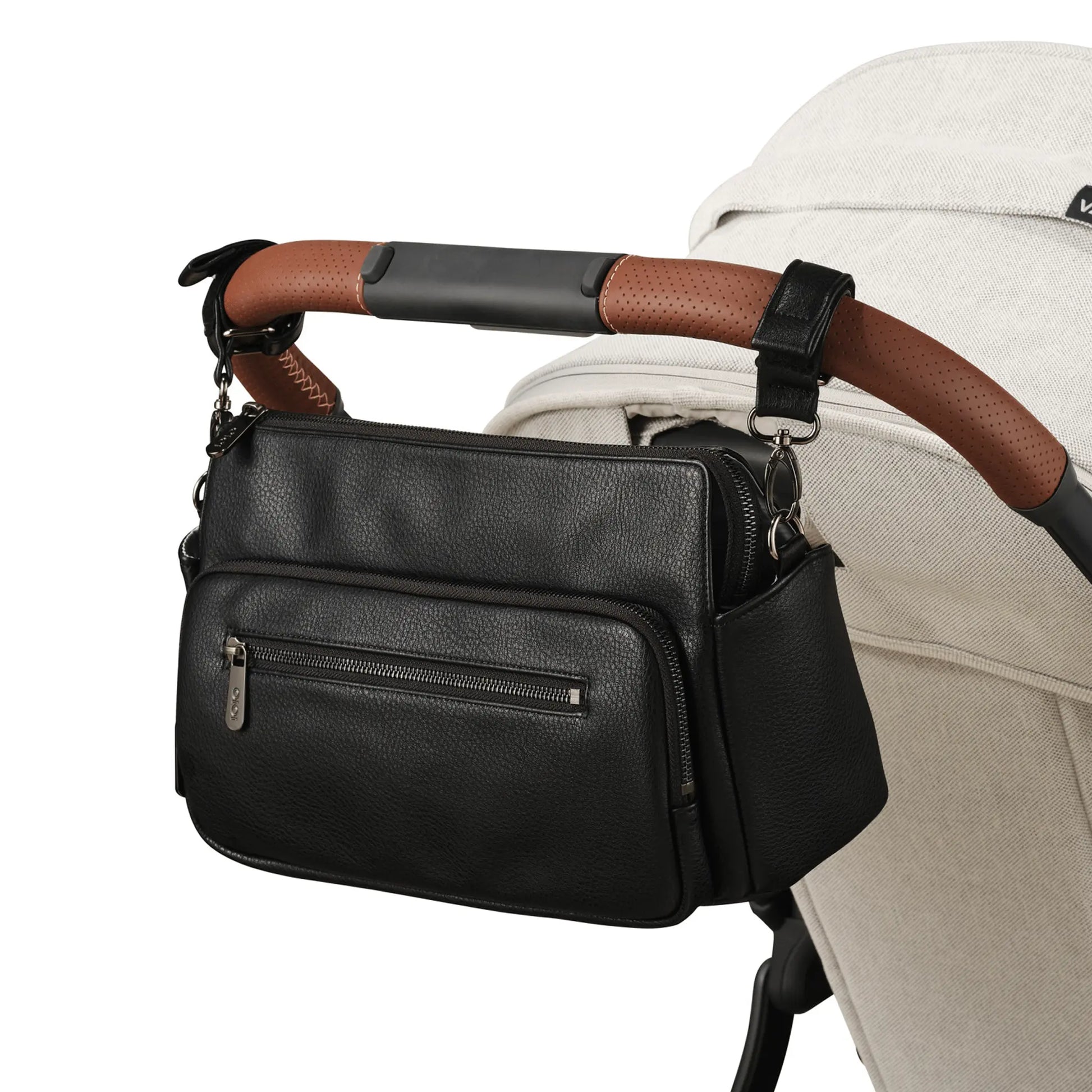 Multitasker Pram Caddy 2.0 - Black Vegan Leather