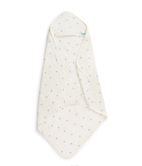 Hooded Towel Cotton Blend Cream Bees