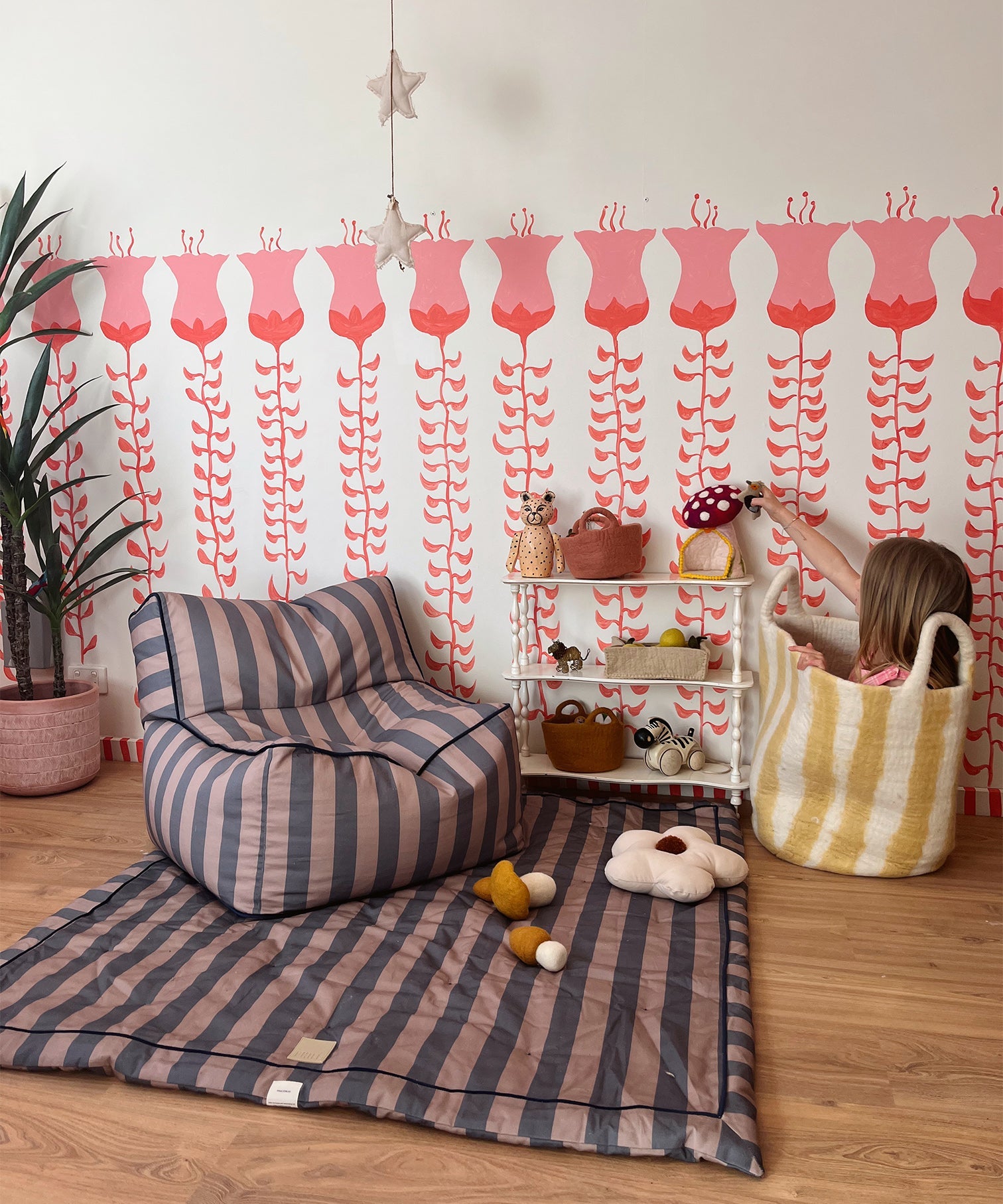 Striped Toddler Lounger - Eggplant