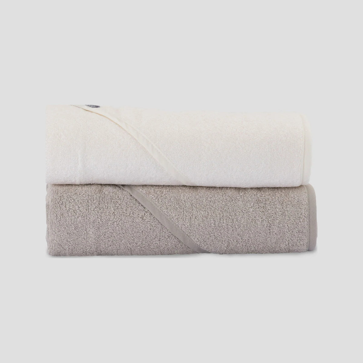 Little Bamboo Stone Grey hooded towels folded
