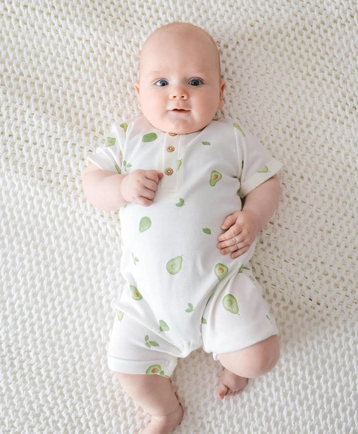 Lummi in Colour romper in the Avocados print