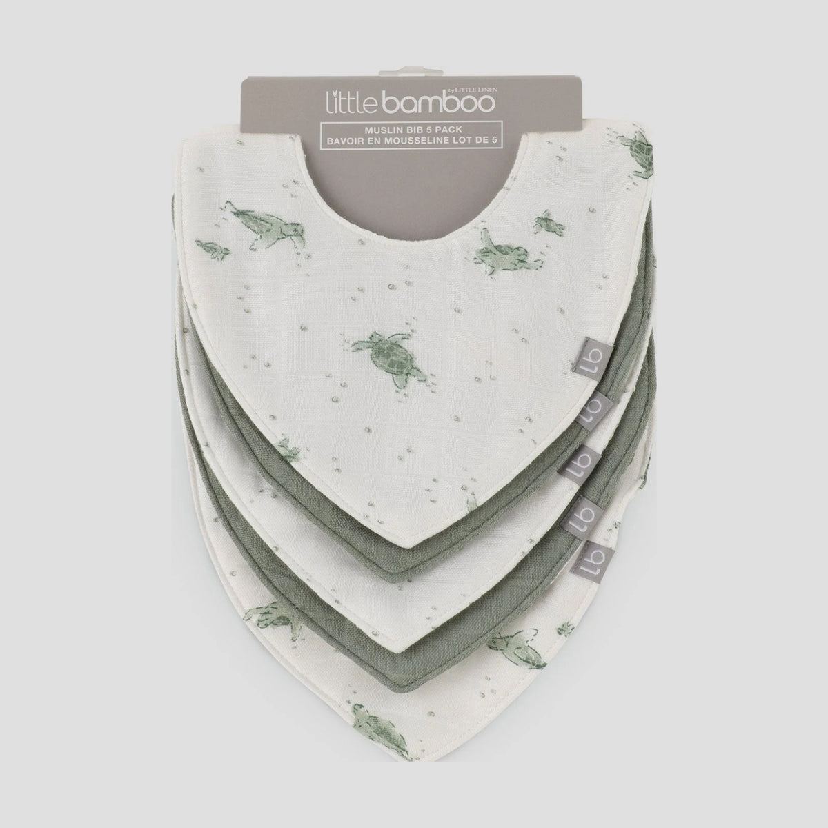 Little Bamboo Muslin Bibs 5 Pack in Turtle Bay