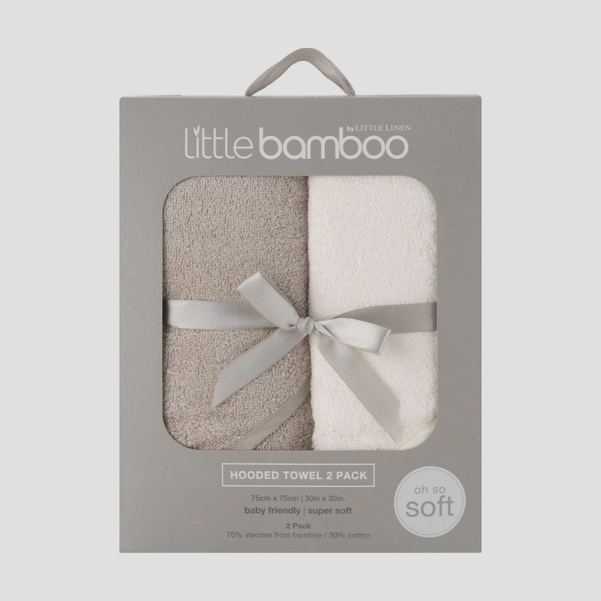 Little Bamboo Hooded Towels 2 Pack in Stone Grey