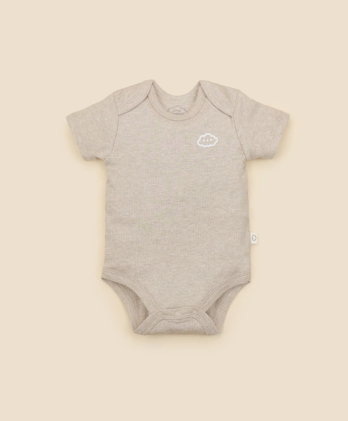 Lummi in Colour short sleeve bodysuit in Heather Oat organic cotton