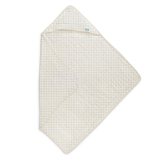 Hooded Towel Cotton Blend Tan Houndstooth