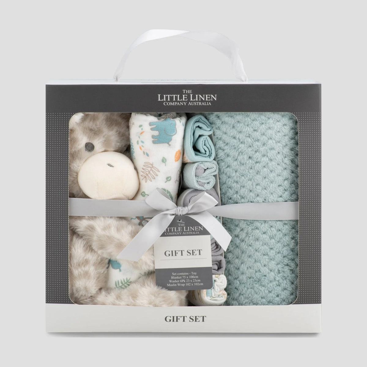 Front of the Little Linen Savanna Giraffe gift box