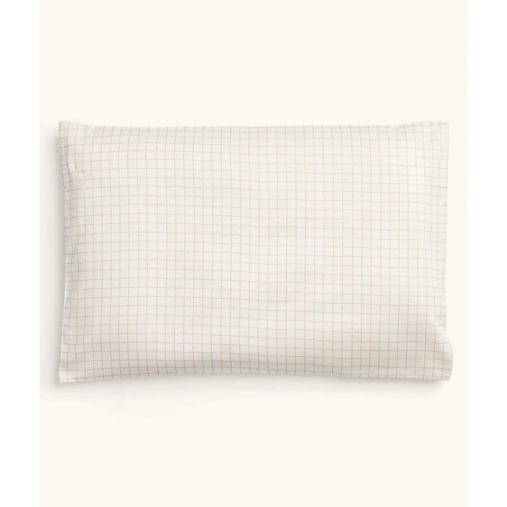 Organic Toddler Pillow Case Caramel Grid