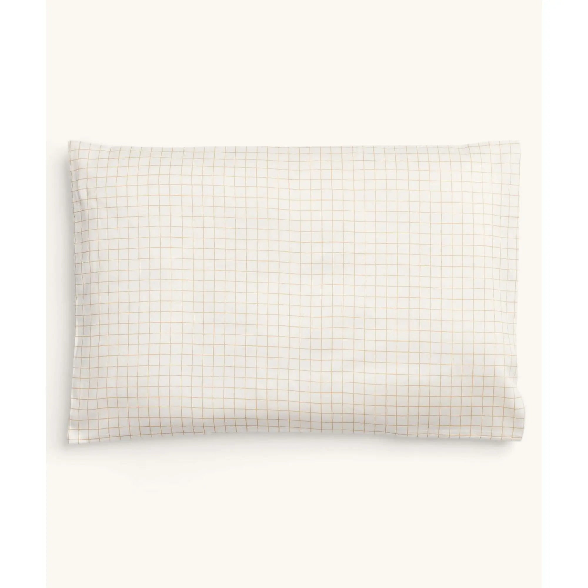 Organic Toddler Pillow Case Caramel Grid