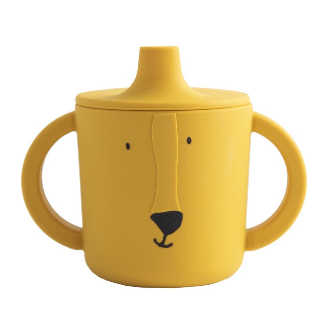 Trixie Mr. Lion silicone sippy cup 200ml – golden lion training cup, full view