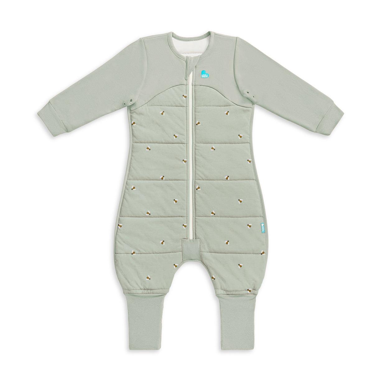 Sleep Suit Long Sleeve 2.5 TOG Cotton Olive Bees